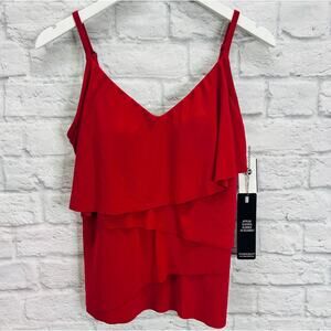 Magicsuit Chloe Tiered Tankini Swim Top Size 10 Vamp Red Slimming New